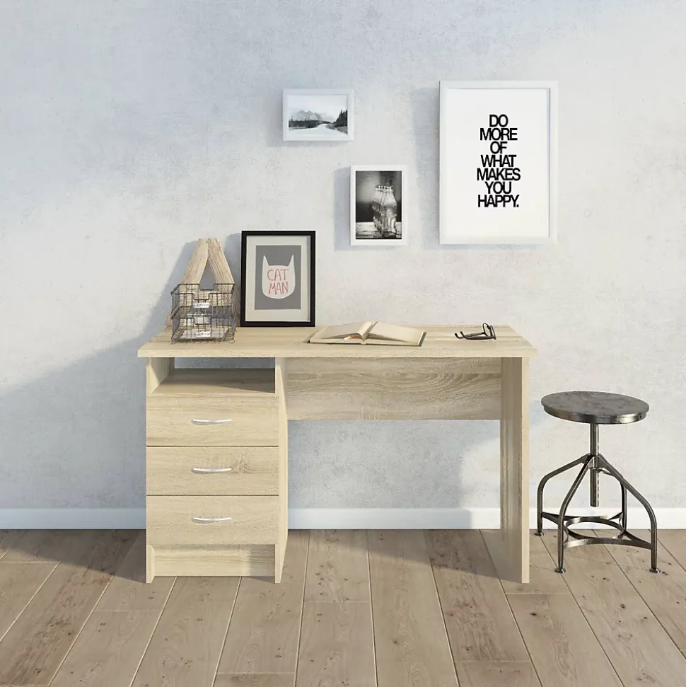 Bureau Andre, Pupitre polyvalent, Table de bureau pour PC, Plan de travail, 120x48 h72 cm, Chêne