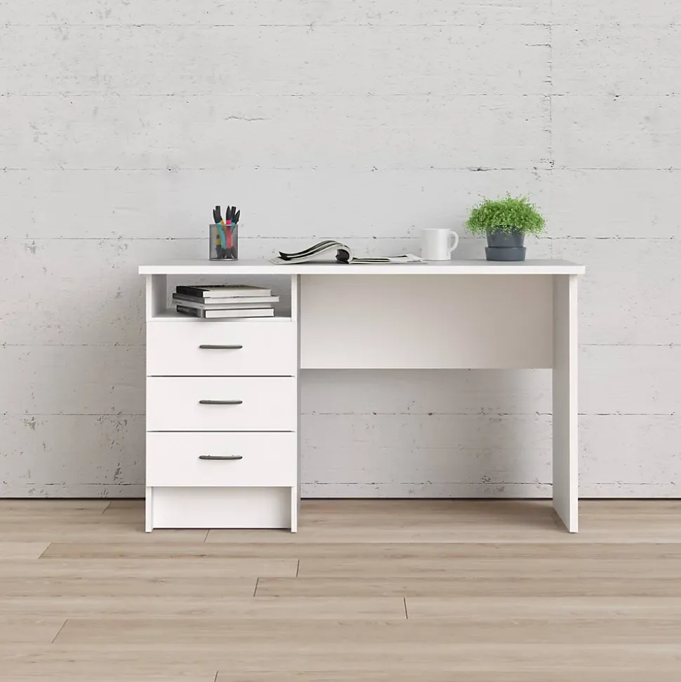 Bureau Andre, Pupitre polyvalent, Table de bureau pour PC, Plan de travail, 120x48 h72 cm, Blanc