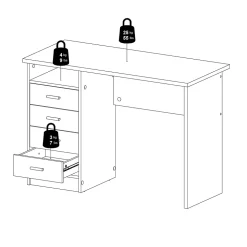 Bureau Appollo, Pupitre polyvalent, Table de bureau pour PC, Plan de travail, 110x49 h76 cm, Chêne