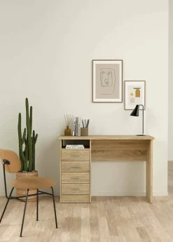 Bureau Appollo, Pupitre polyvalent, Table de bureau pour PC, Plan de travail, 110x49 h76 cm, Chêne