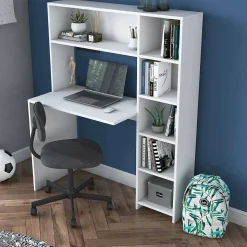 Bureau Arapaho, Pupitre polyvalent, Table de bureau pour PC, Plan de travail, 113x40h142 cm, Blanc