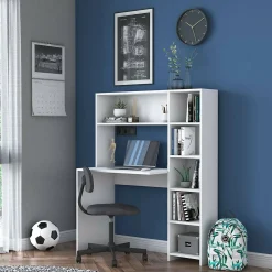 Bureau Arapaho, Pupitre polyvalent, Table de bureau pour PC, Plan de travail, 113x40h142 cm, Blanc