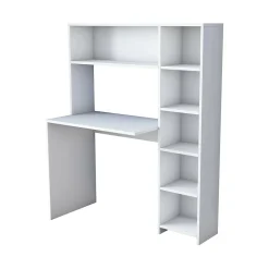 Bureau Arapaho, Pupitre polyvalent, Table de bureau pour PC, Plan de travail, 113x40h142 cm, Blanc