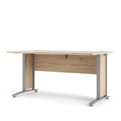 Bureau Ascorbato, Pupitre polyvalent, Table de bureau pour PC, Plan de travail, 150x80 h75 cm, Gris et Chêne