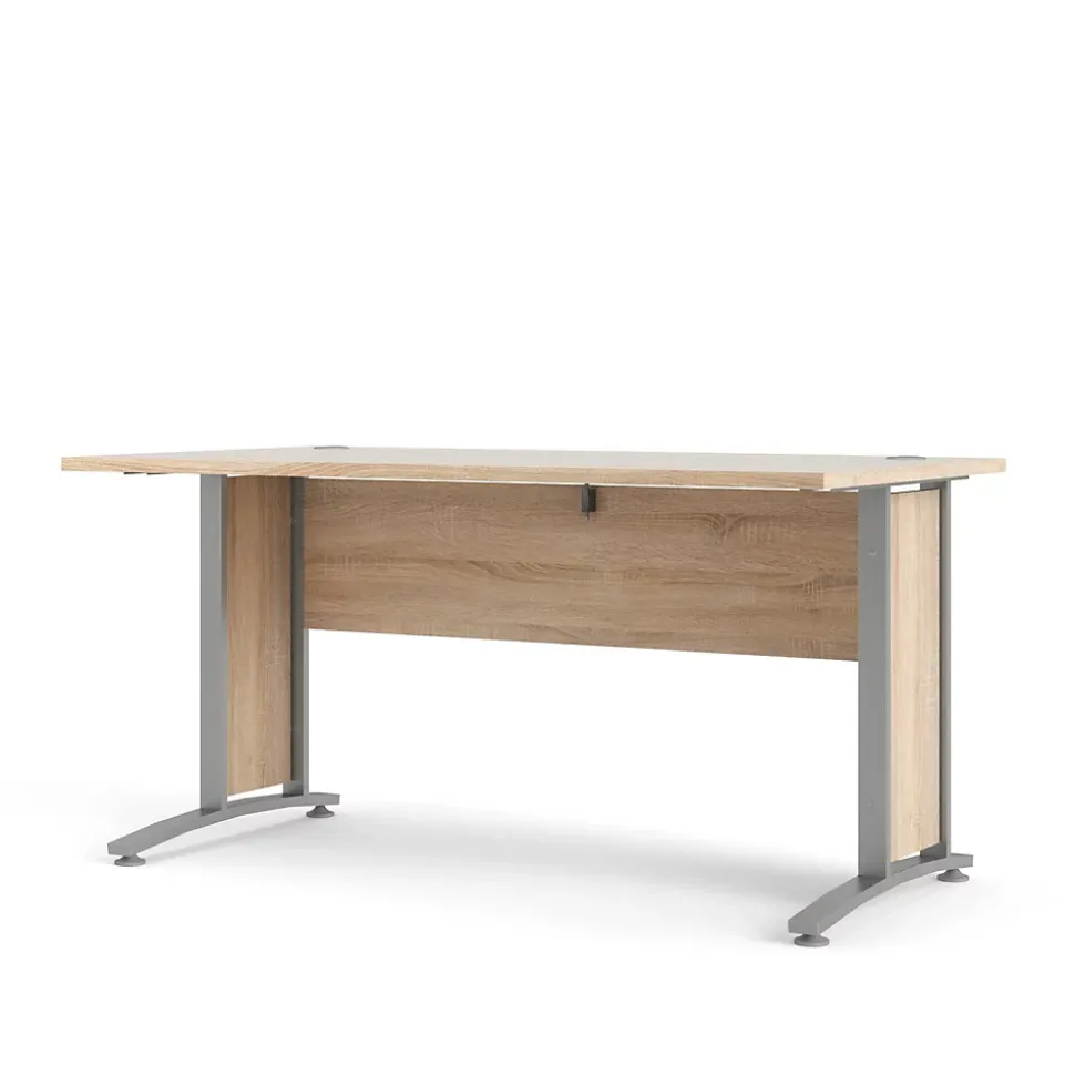Bureau Ascorbato, Pupitre polyvalent, Table de bureau pour PC, Plan de travail, 150x80 h75 cm, Gris et Chêne