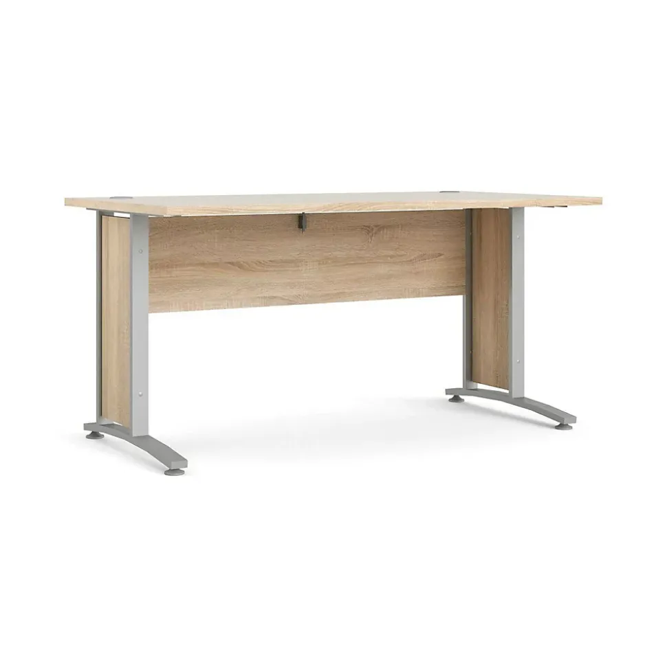 Bureau Ascorbato, Pupitre polyvalent, Table de bureau pour PC, Plan de travail, 150x80 h75 cm, Gris et Chêne