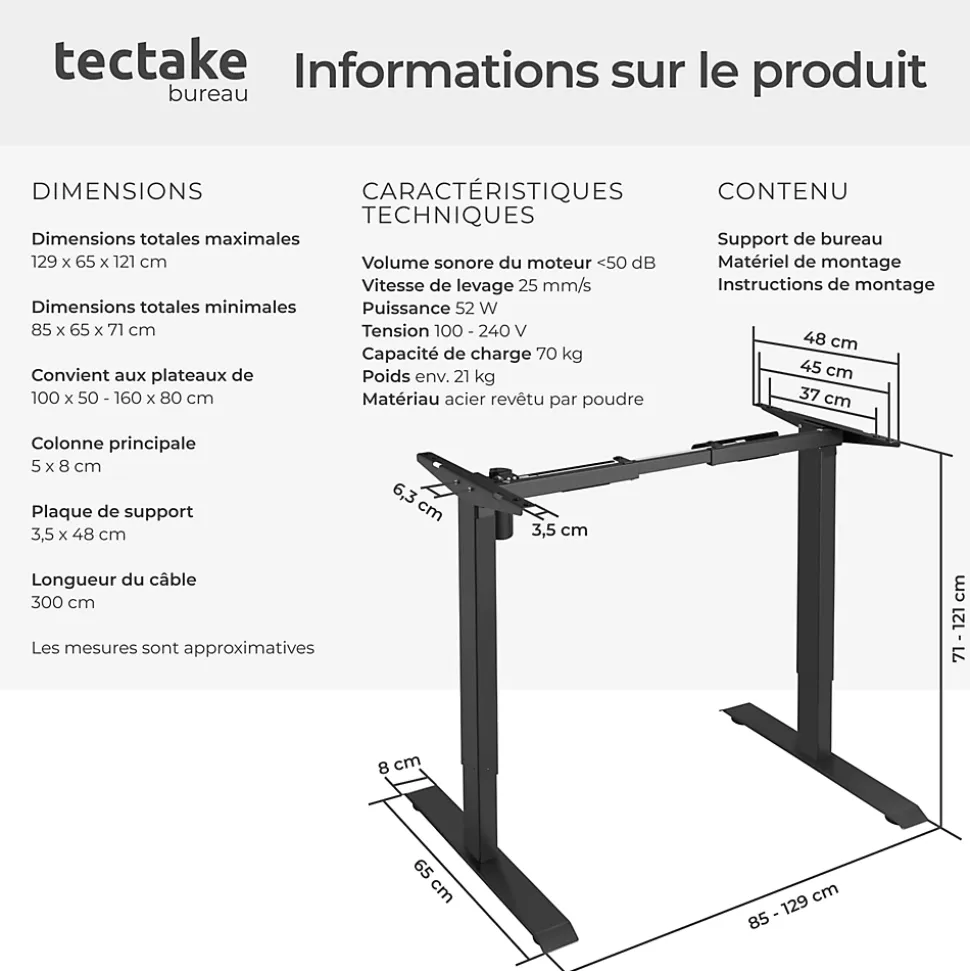 Bureau assis debout avec réglage électrique de la hauteur