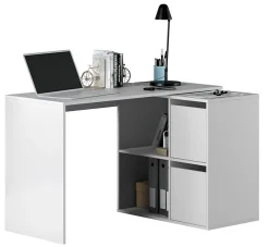 Bureau avec 2 niches et 2 portes coloris Blanc Artik en MDF - L. 120 x P. 77 x H. 74 cm