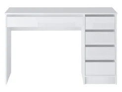 Bureau avec 5 tiroirs - Blanc brillant - JENEMI
