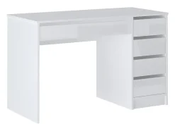Bureau avec 5 tiroirs - Blanc brillant - JENEMI