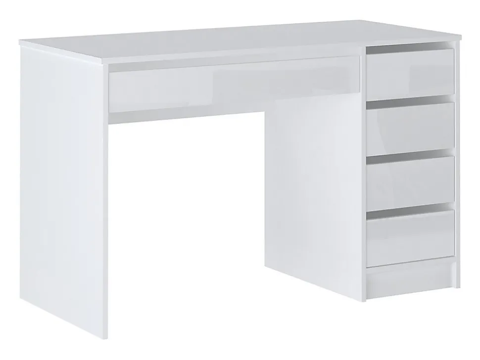 Bureau avec 5 tiroirs - Blanc brillant - JENEMI