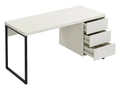 Bureau avec 3 tiroirs - MDF et métal - Beige et noir - TIMFIA