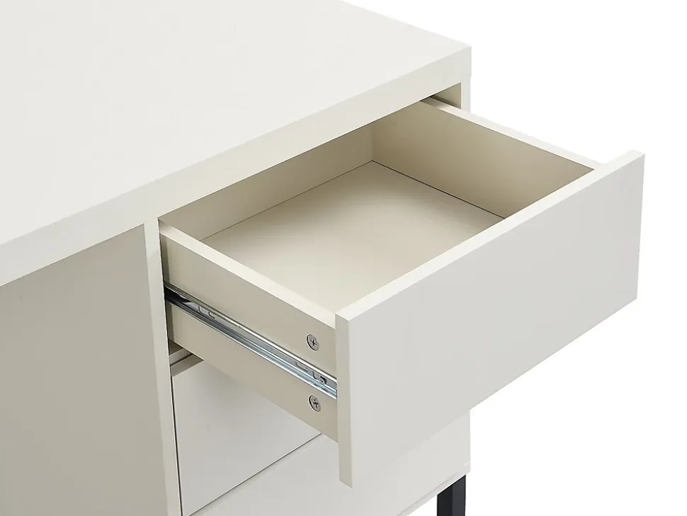 Bureau avec 3 tiroirs - MDF et métal - Beige et noir - TIMFIA