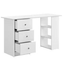 Bureau avec 3 tiroirs Lemberg 120 x 49 x 72 cm blanc en.casa