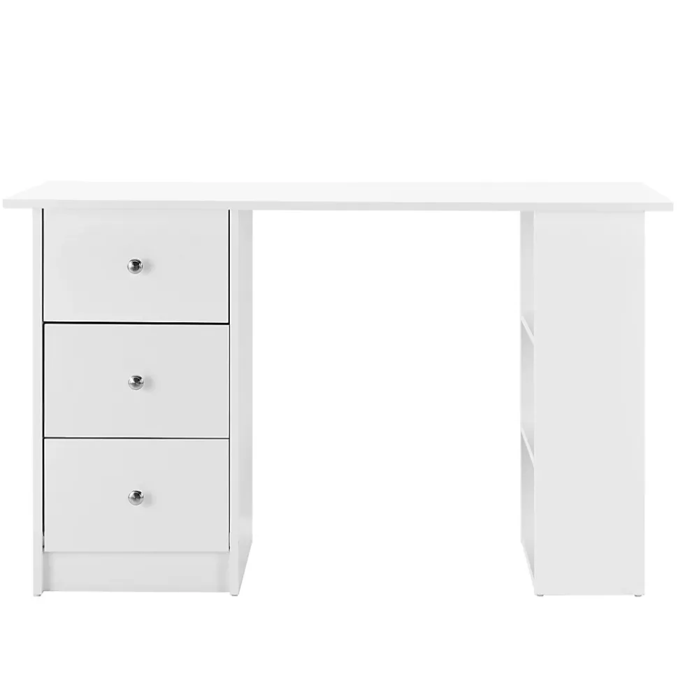 Bureau avec 3 tiroirs Lemberg 120 x 49 x 72 cm blanc en.casa