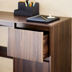 Bureau avec 2 tiroirs noyer LINEAR L 120 x P 48 x H 75cm