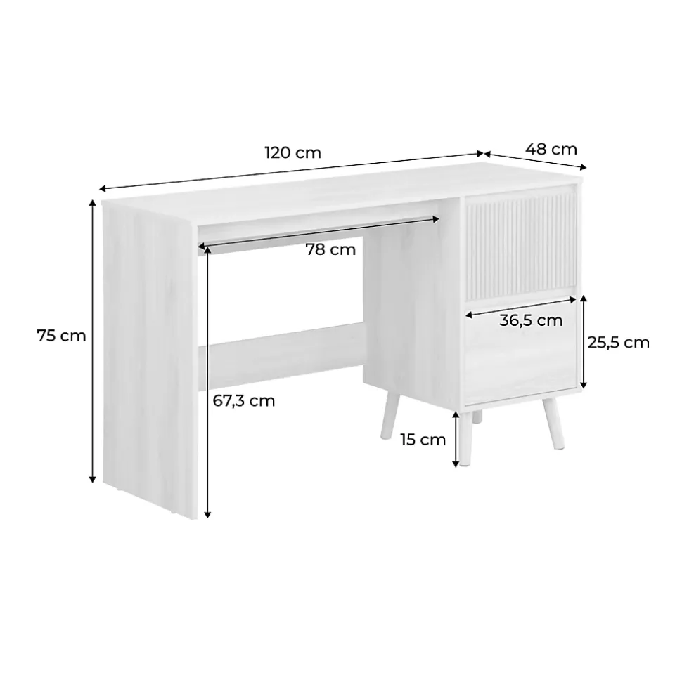 Bureau avec 2 tiroirs noyer LINEAR L 120 x P 48 x H 75cm