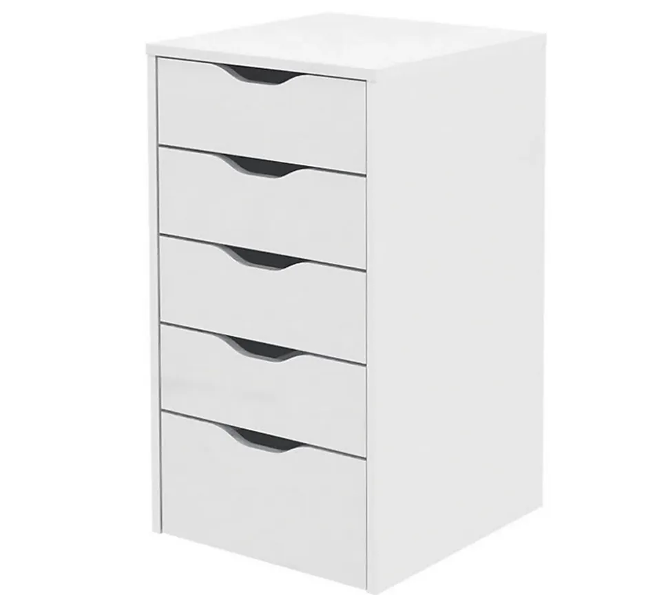 Bureau avec commode de rangement coloris blanc