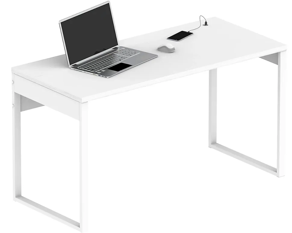 Bureau avec commode de rangement coloris blanc