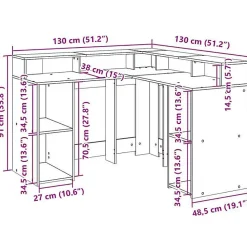 Bureau avec lumières LED chêne sonoma bois d'ingénierie vidaXL