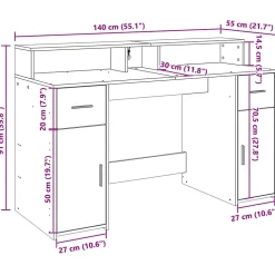 Bureau avec lumières LED chêne sonoma bois d'ingénierie vidaXL