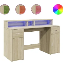 Bureau avec lumières LED chêne sonoma bois d'ingénierie vidaXL