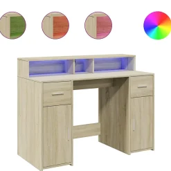 Bureau avec lumières LED chêne sonoma bois d'ingénierie vidaXL