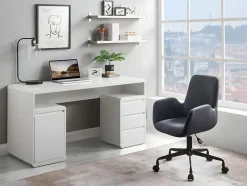 Bureau avec rangements SERGUEI - MDF laqué blanc