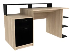 Bureau avec rangements ZACHARIE - Coloris : chêne et noir