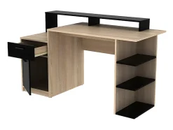 Bureau avec rangements ZACHARIE - Coloris : chêne et noir