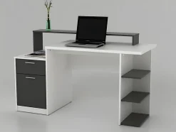 Bureau avec rangements ZACHARIE - Coloris : chêne et noir