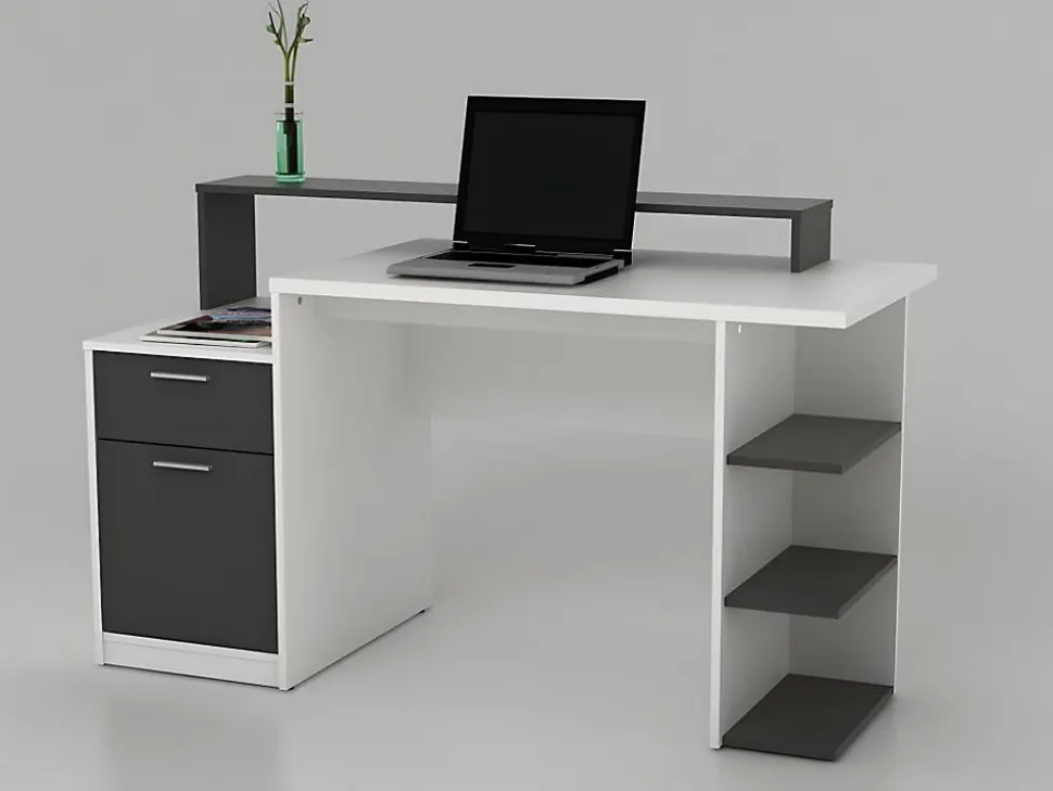 Bureau avec rangements ZACHARIE - Coloris : chêne et noir