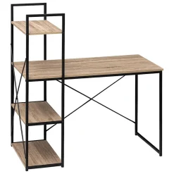 Bureau avec étagères Aliaj effet chêne naturel - Noir- 5five