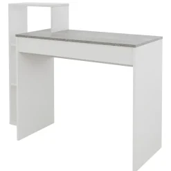 Bureau avec étagères bureau PC blanc avec plateau gris système 2en1 moderne