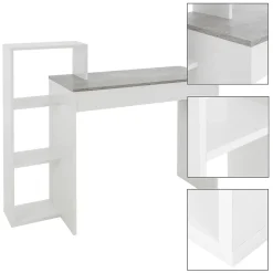 Bureau avec étagères bureau PC blanc avec plateau gris système 2en1 moderne
