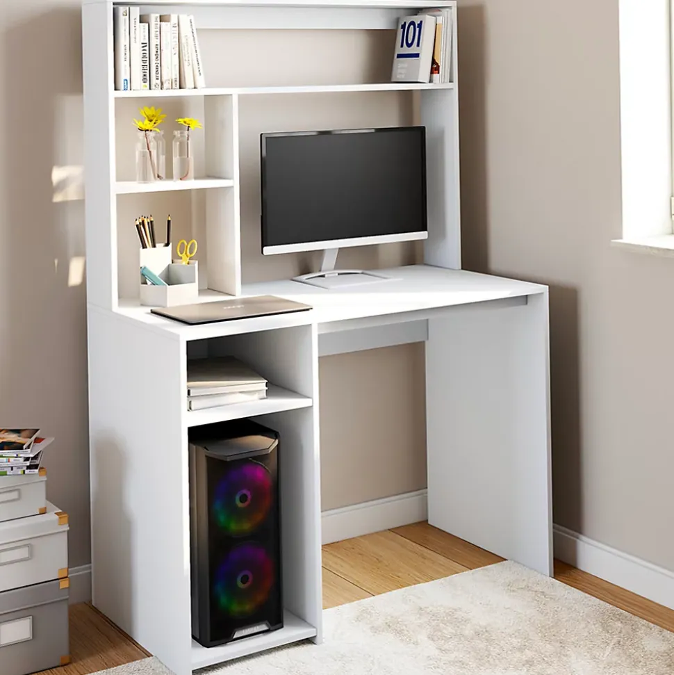 Bureau avec étagères de rangement DAN blanc