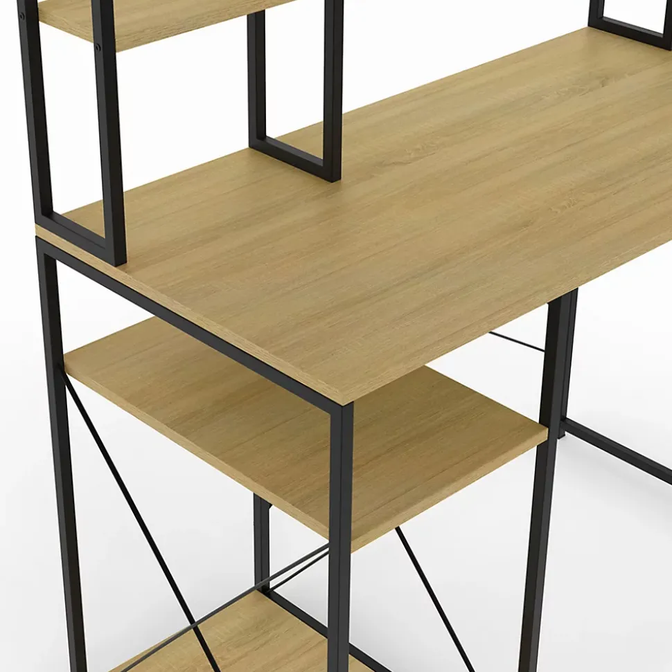Bureau avec étagères de rangement DETROIT design industriel