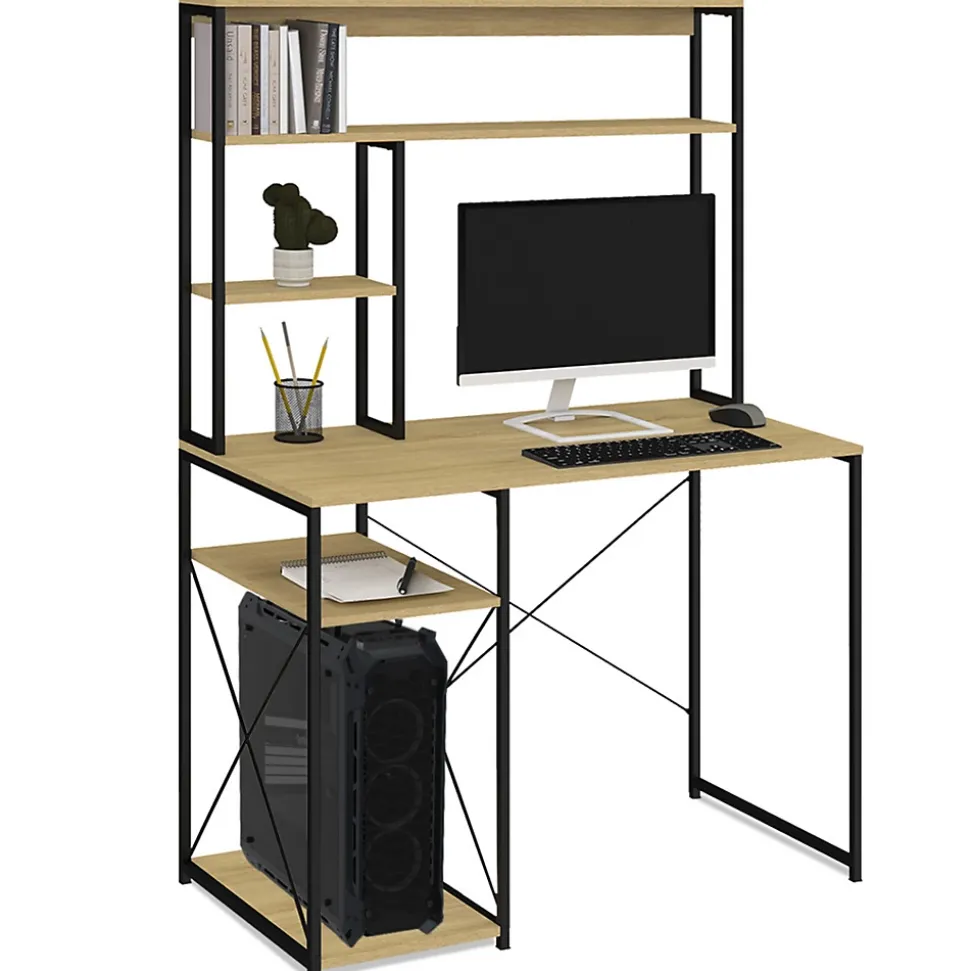 Bureau avec étagères de rangement DETROIT design industriel