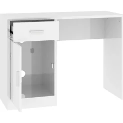 Bureau avec tiroir et armoire Blanc brillant 100x40x73 cm vidaXL