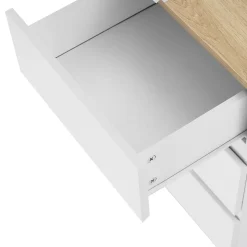 Bureau avec Tiroirs - Bureau avec Coiffeuse et Rangements, Bois, Blanc et Bois Clair - 125x38,9x76 cm