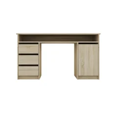 Bureau avec tiroirs et porte effet chêne l. 138 x H. 75 x P. 50 cm Szynaka Meble Elise