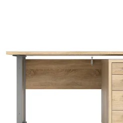 Bureau Azzaro, Pupitre polyvalent, Table de bureau pour PC, Plan de travail, 150x80 h75 cm, Gris et Chêne