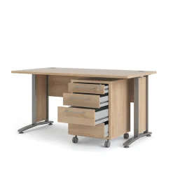 Bureau Azzaro, Pupitre polyvalent, Table de bureau pour PC, Plan de travail, 150x80 h75 cm, Gris et Chêne