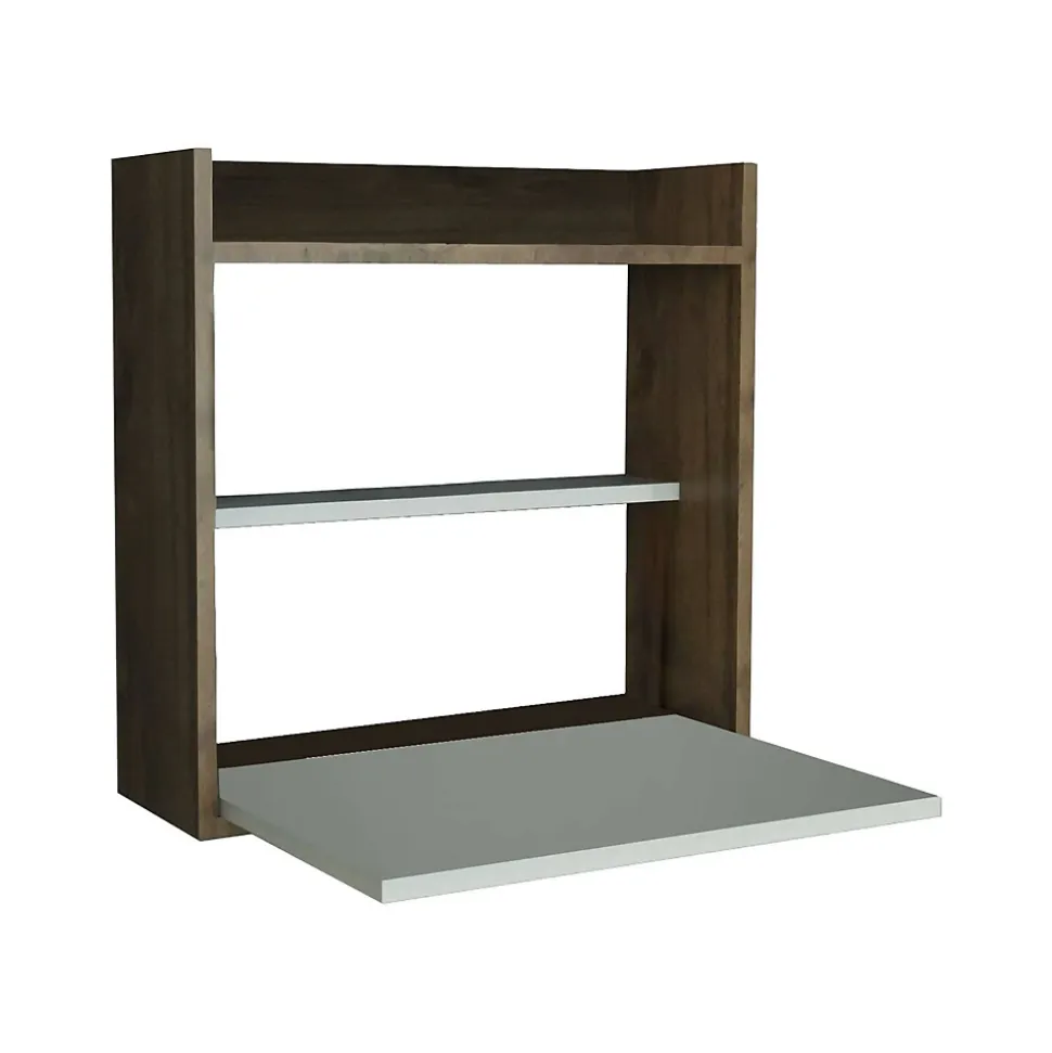 Bureau Bariano, Pupitre polyvalent, Table de bureau pour PC, Plan de travail, 60x20h60 cm, Blanc et Noyer