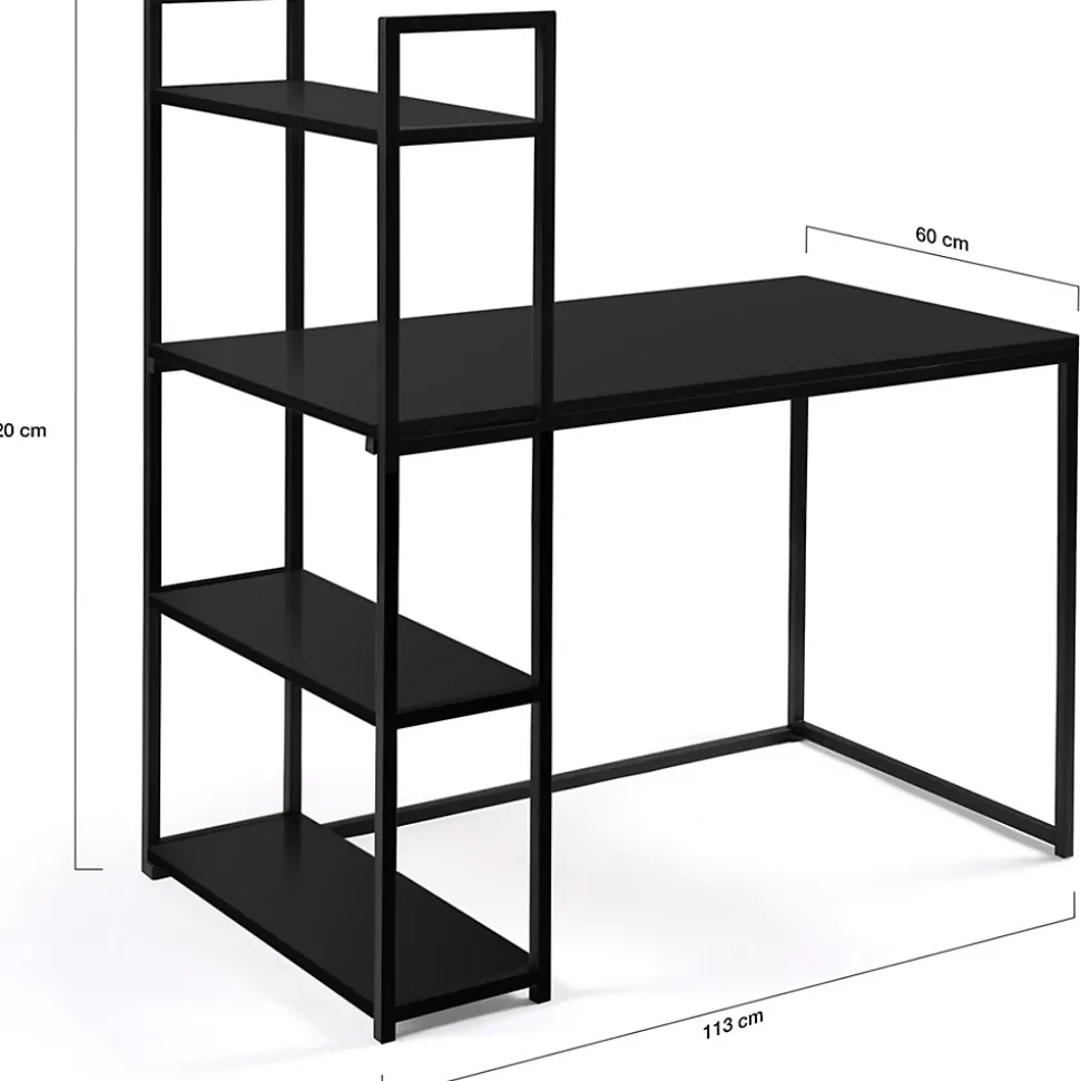 Bureau bibliothèque DELSON noir design industriel