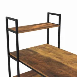 Bureau bibliothèque HAWKINS plateau bois foncé design industriel