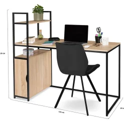 Bureau bibliothèque XXL avec placard DETROIT design industriel
