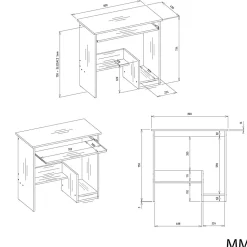 Bureau, blanc, 80 x 75 x 40 cm