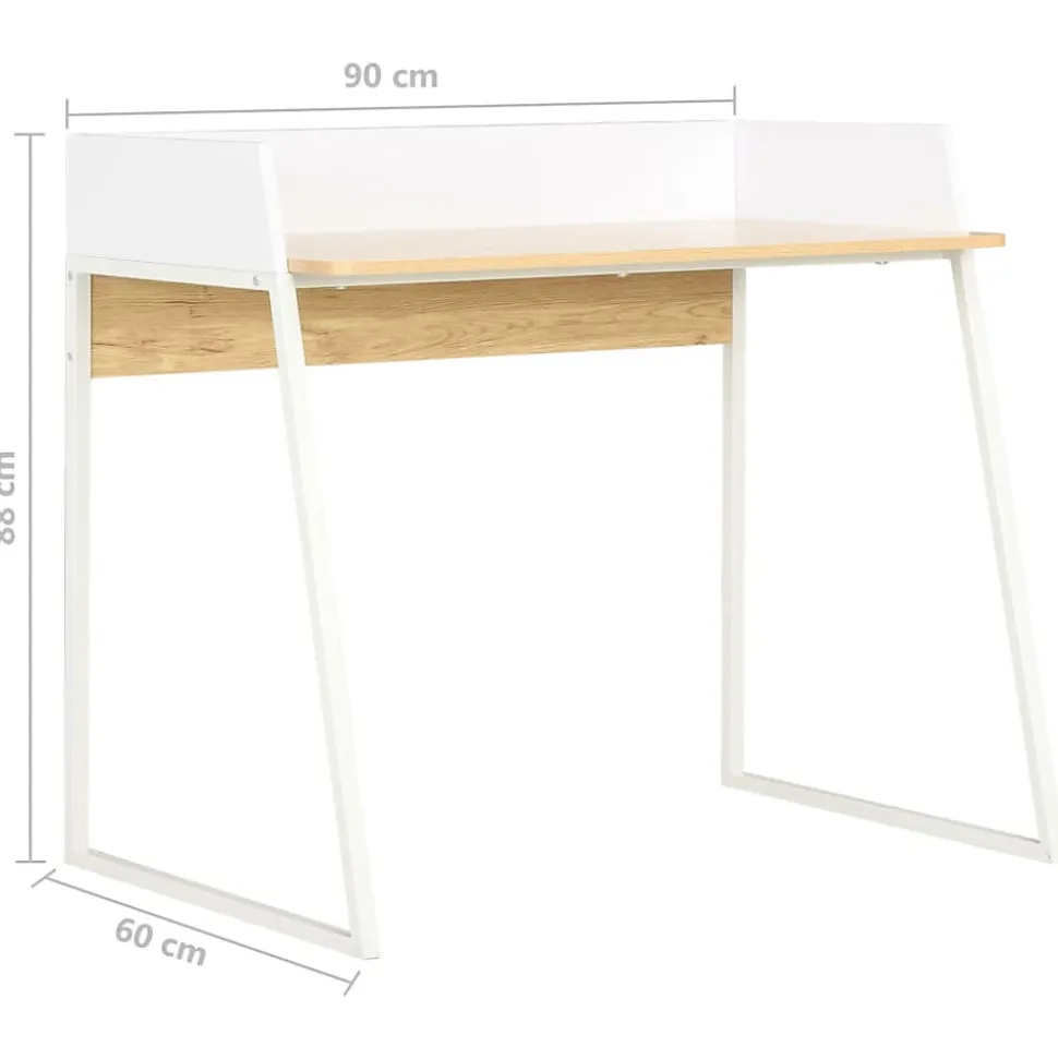 Bureau Blanc et chêne 90x60x88 cm vidaXL