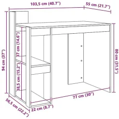 Bureau blanc 103,5x56,5x94 cm bois d'ingénierie vidaXL